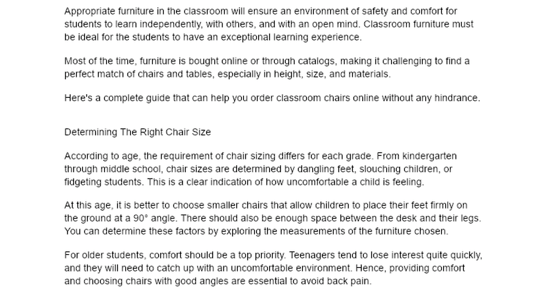 Cover image for Classroom Chair Ordering Guide