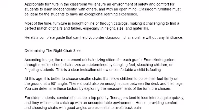 Cover image for Classroom Chair Ordering Guide