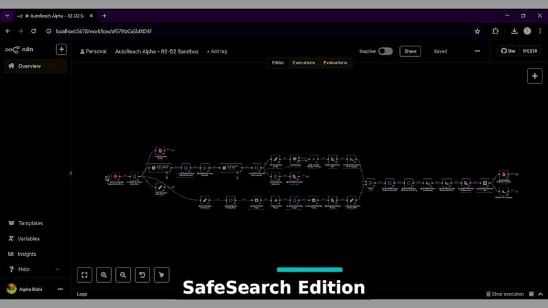 Cover image for AutoReach Gemini – SafeSearch YouTube Automation Workflow