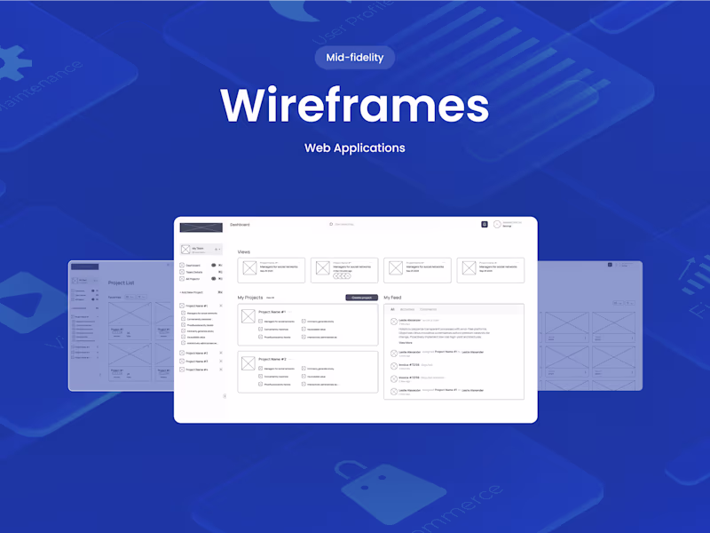 Cover image for Mid-fidelity wireframes for web app in Figma