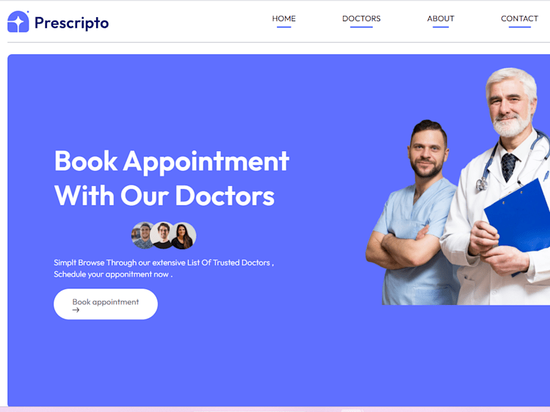 Cover image for Prescripto Doctors appointment app