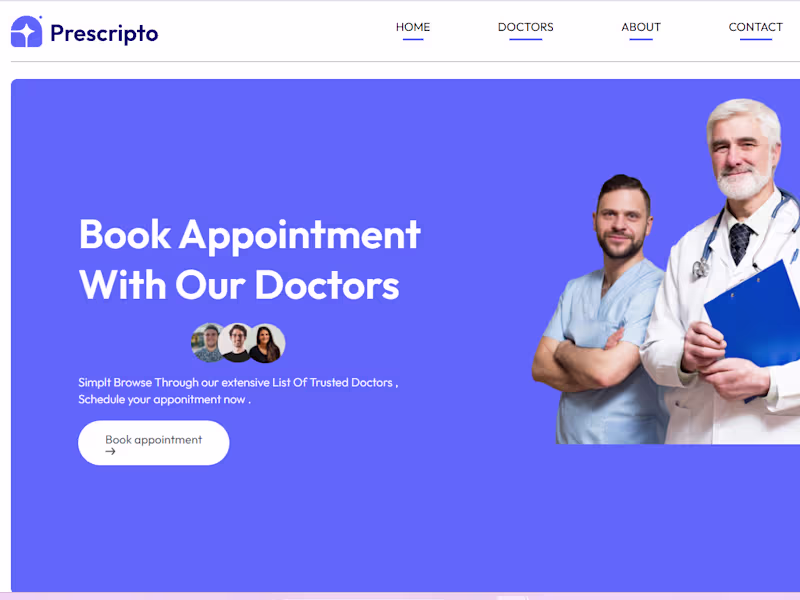 Cover image for Prescripto Doctors appointment app