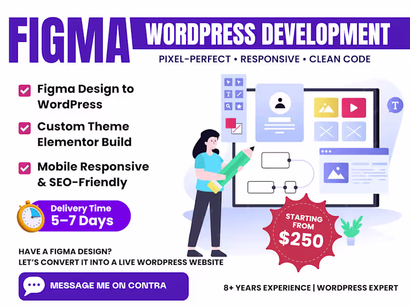 Cover image for Figma to WordPress Conversion | Clean, Responsive & SEO-Ready