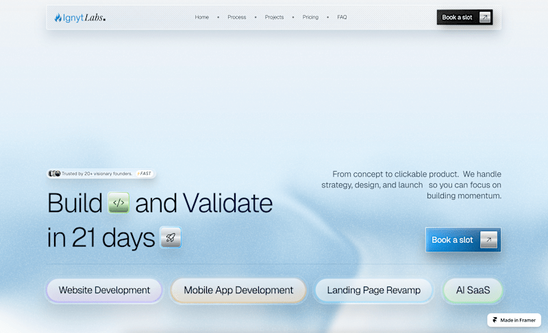 Cover image for Ignyt Labs Landing Page in Framer