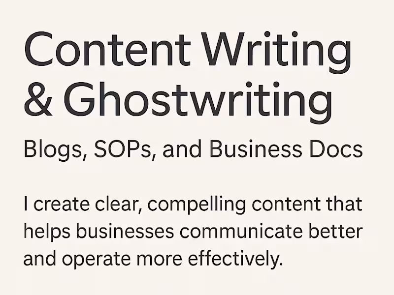 Cover image for Content Writing & Ghostwriting – Blogs, SOPs, Internal Docs