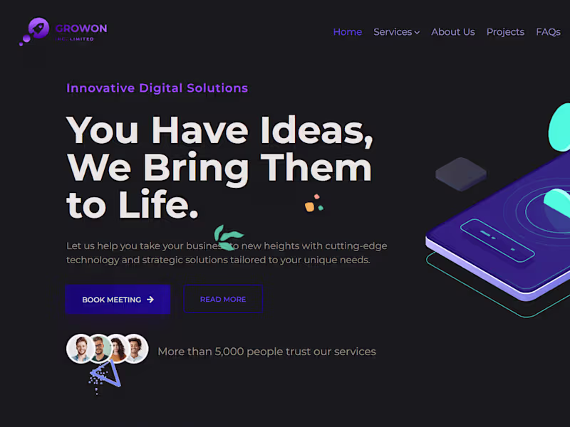 Cover image for GrowOn inc - Software development agency website
