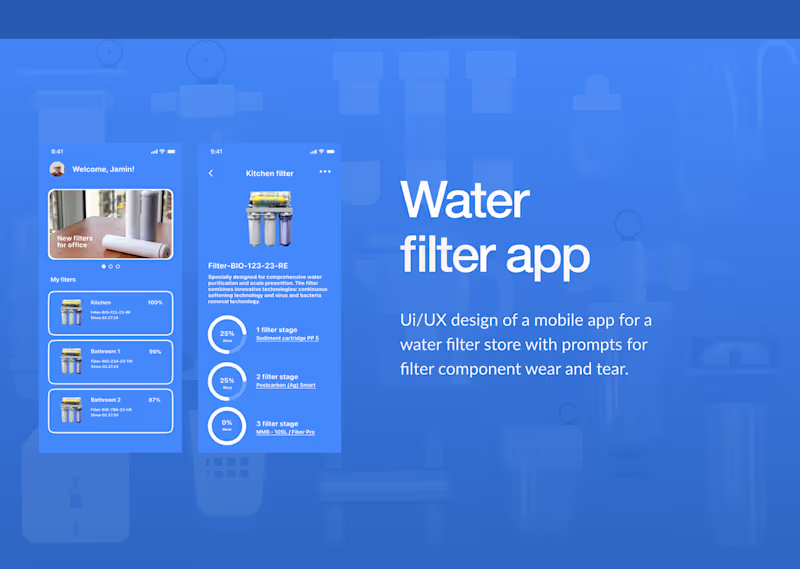 Cover image for Water filter app design :: Behance
