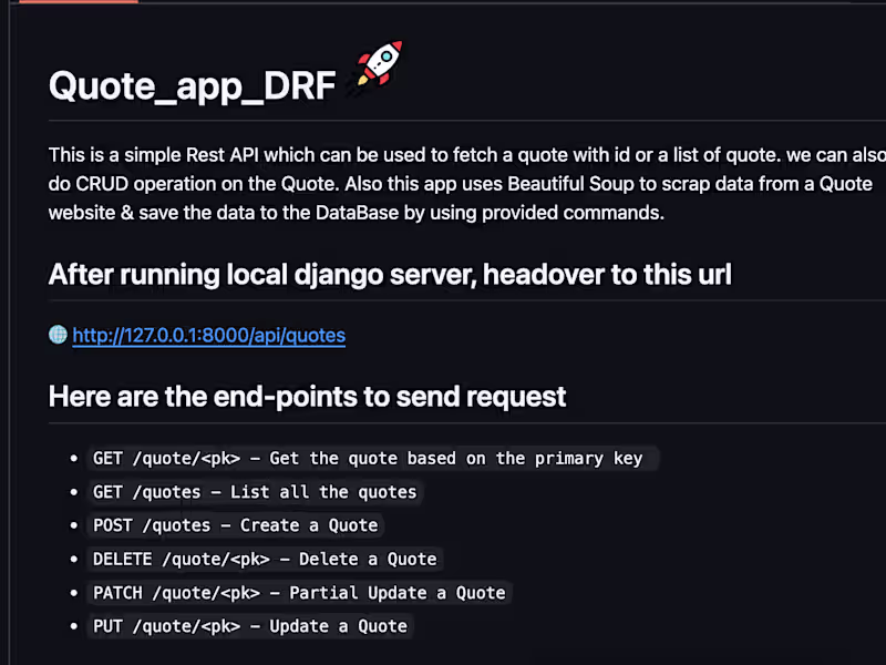 Cover image for Quotes Scrapper & Management API