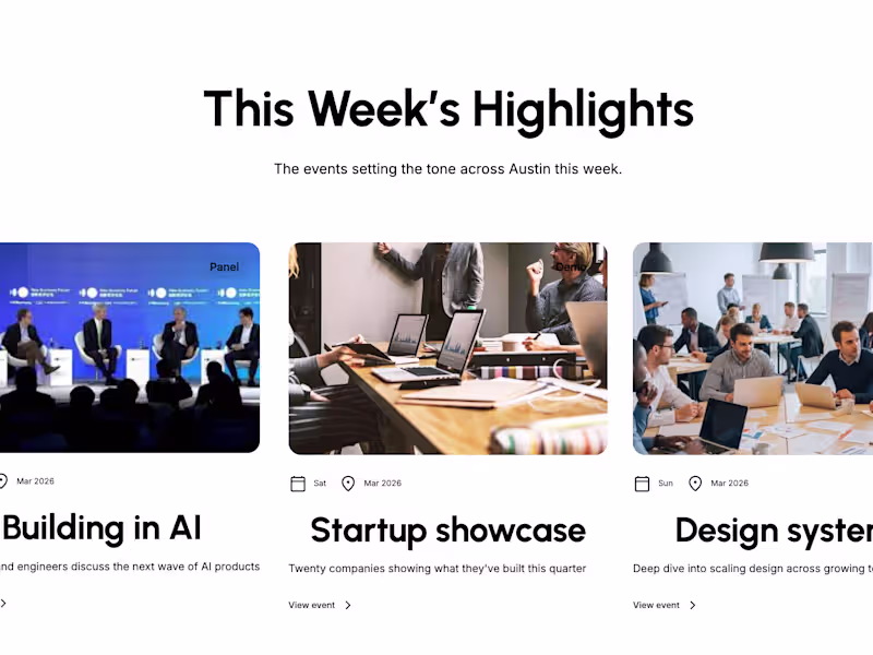 Cover image for Austin Builders Week – Tech Conference Landing Page