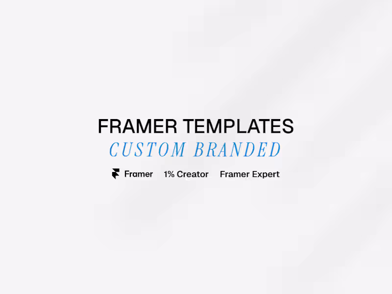 Cover image for Framer Template Customization & Setup