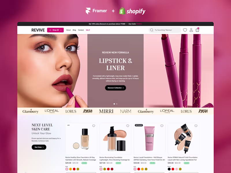 Cover image for Revive – Beauty, Cosmetics & Self-Care eCommerce store. A hi...