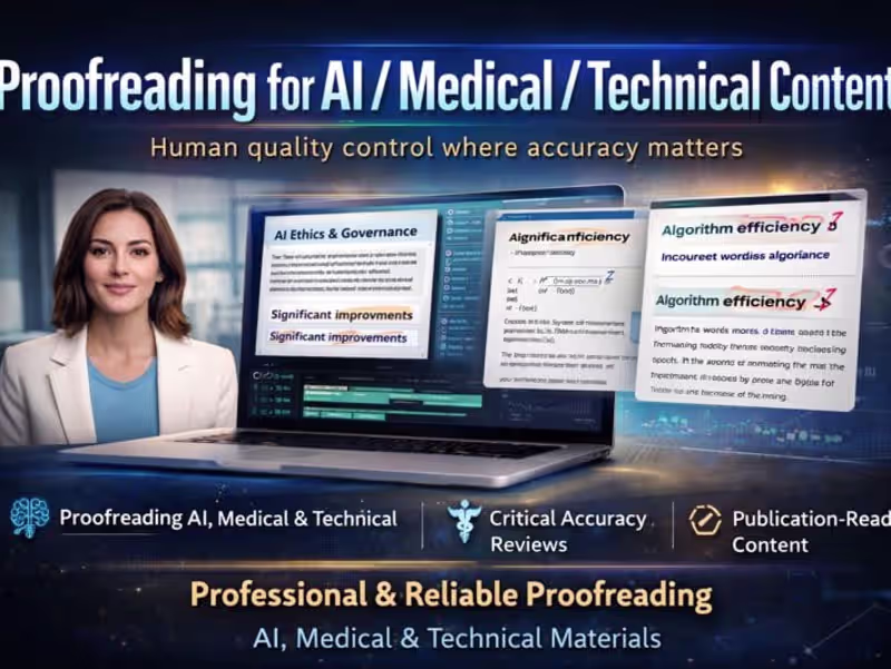 Cover image for Proofreading for AI / Medical / Technical Content