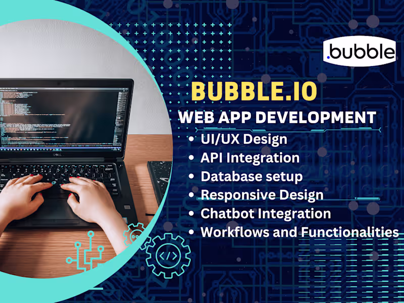 Cover image for build bubble.io app, web app development, ai integration