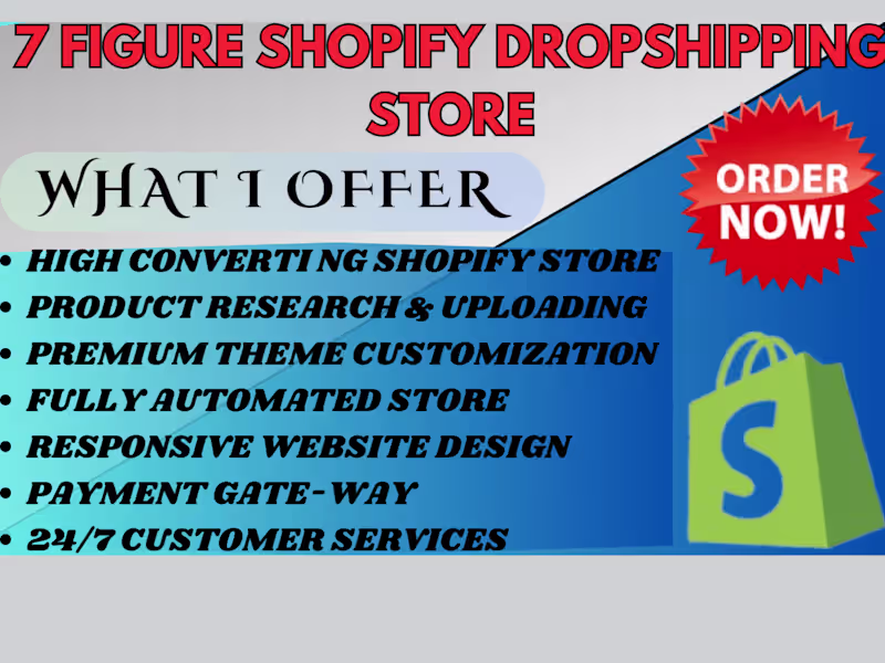 Cover image for I'II CREATE PROFITABLE SHOPIFY STORE WITH HIGH DEMANDING PRODUCT
