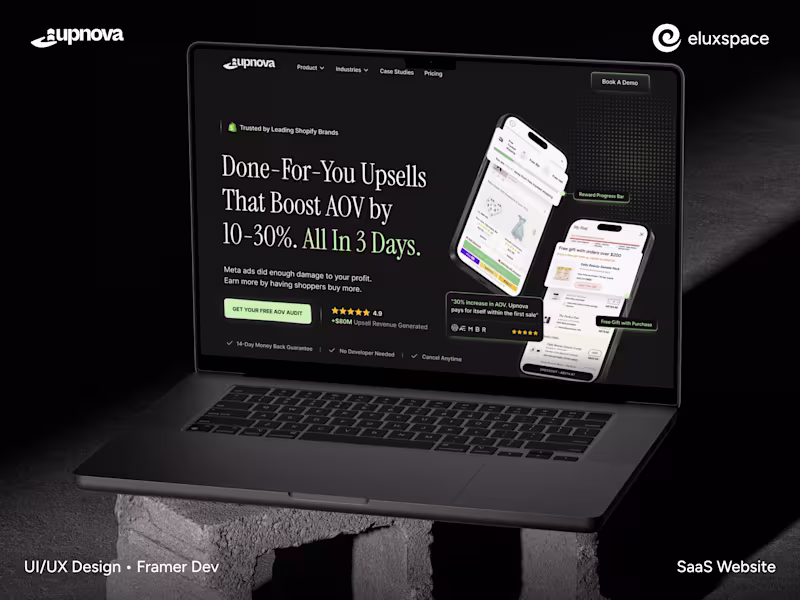 Cover image for Upnova Shopify Website UI/UX Redesign with Framer Development