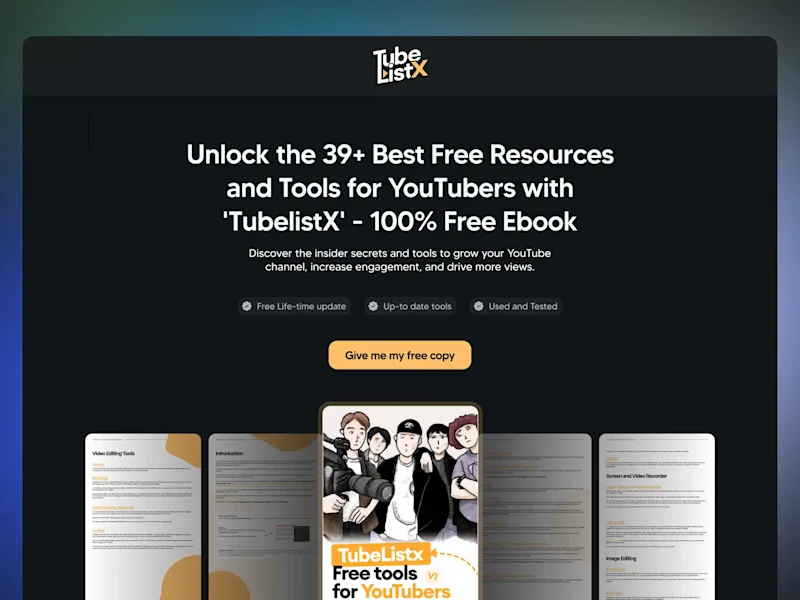 Cover image for Conversion-optimized Lead page for TubelistX
