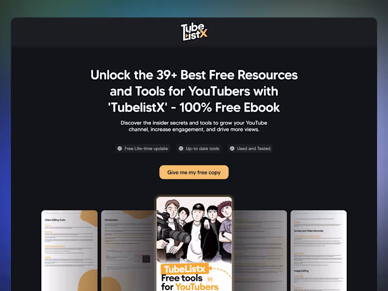 Cover image for Conversion-optimized Lead page for TubelistX