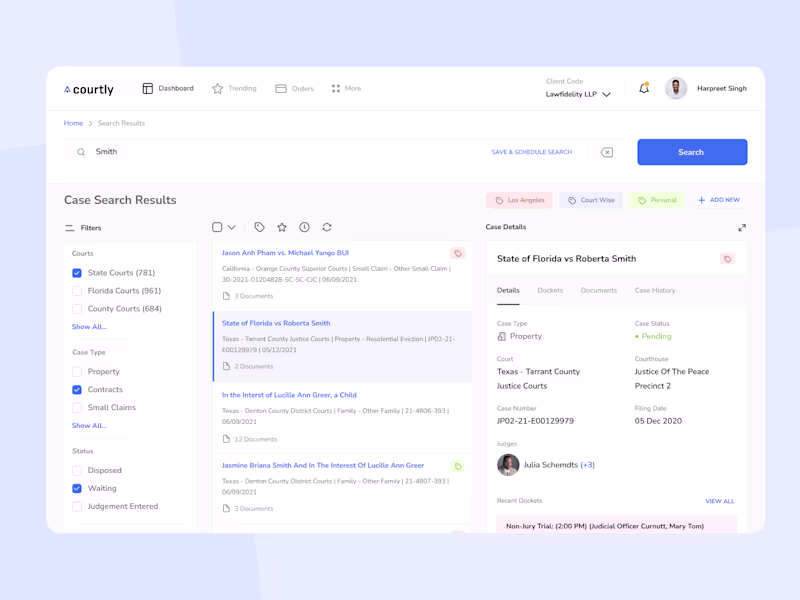 Cover image for UI/UX Design for UniCourt | World's Leading Case-hunting Portal 