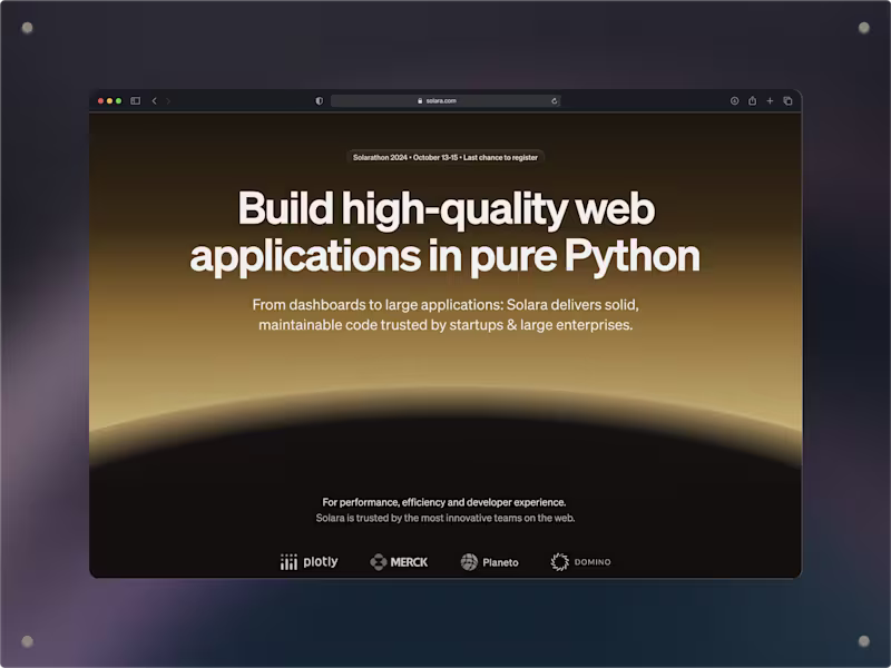 Cover image for Solara Tech Startup Website (Figma, Design, Visual + Branding)