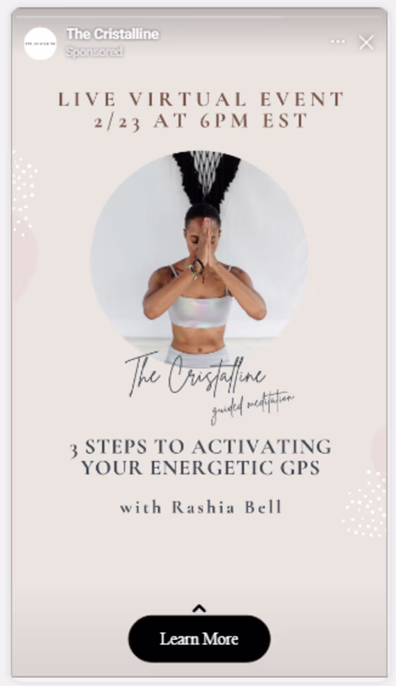 Cover image for Facebook Ad Creative for Crystal Healing brand