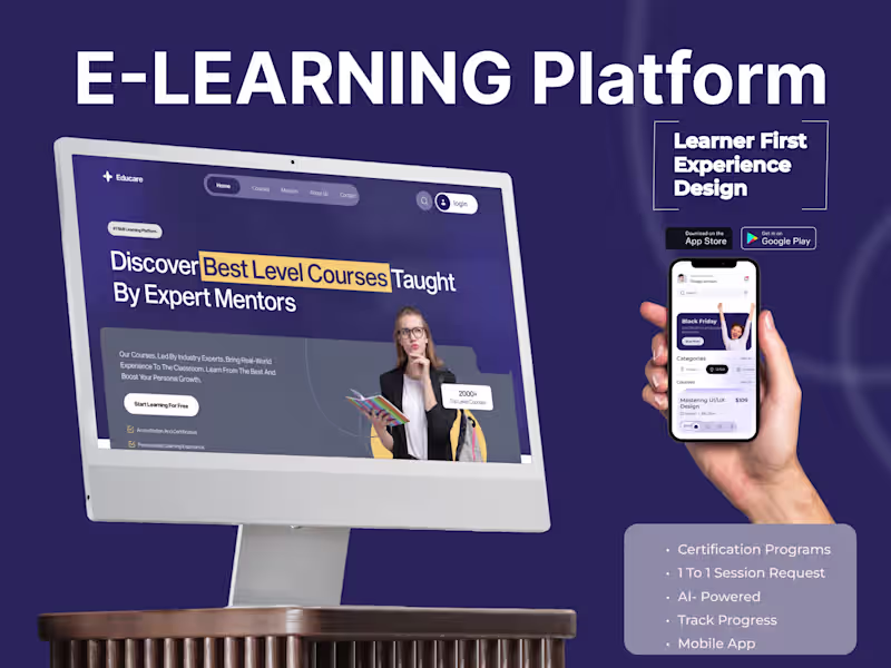 Cover image for Educare- E- Learning Platform UIUX Design
