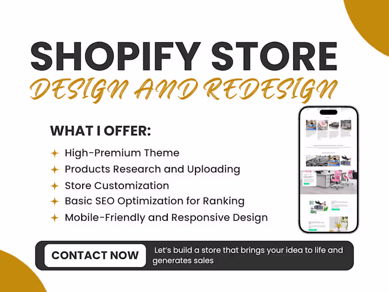 Cover image for Shopify Store Design and Redesign