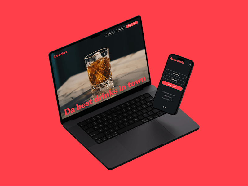 Cover image for Landing Page Made In Framer For Antonio's, A Cocktail Bar