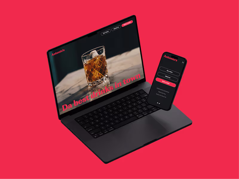 Cover image for Landing Page Made In Framer For Antonio's, A Cocktail Bar