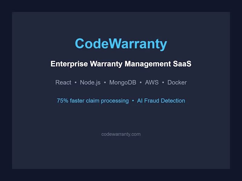 Cover image for CodeWarranty — Enterprise Warranty Management SaaS