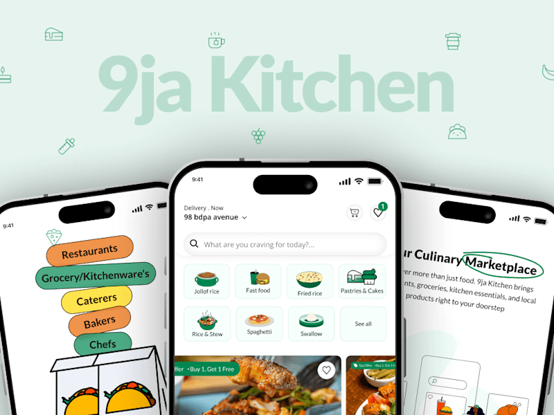 Cover image for Figma Mobile App UI Design – 9jaKitchen Food Delivery Platform