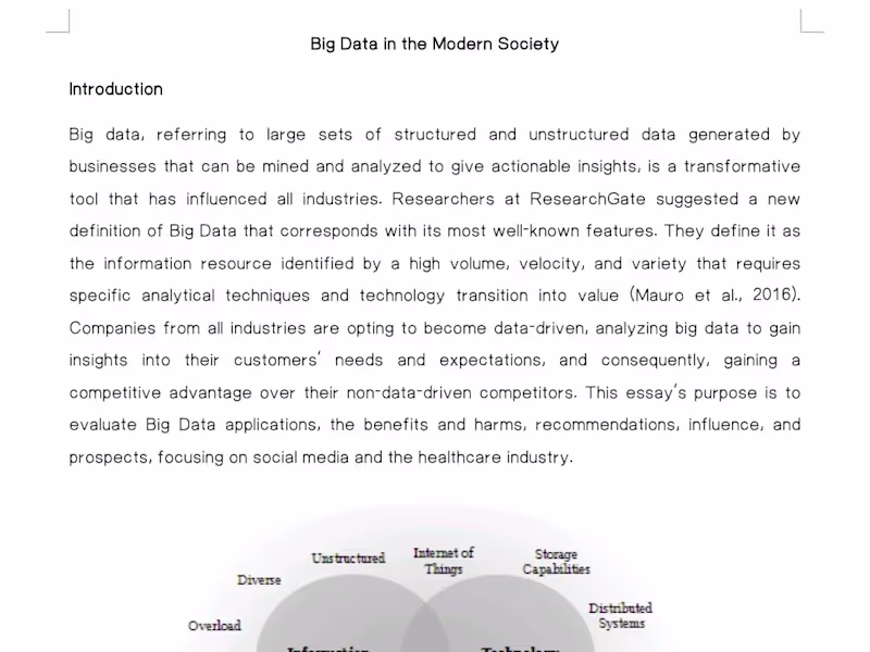Cover image for  Big Data in the Modern Society.