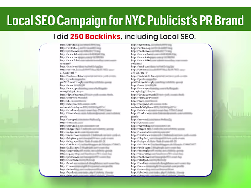 Cover image for Local SEO Campaign for Prominent NYC Publicist Price range $...