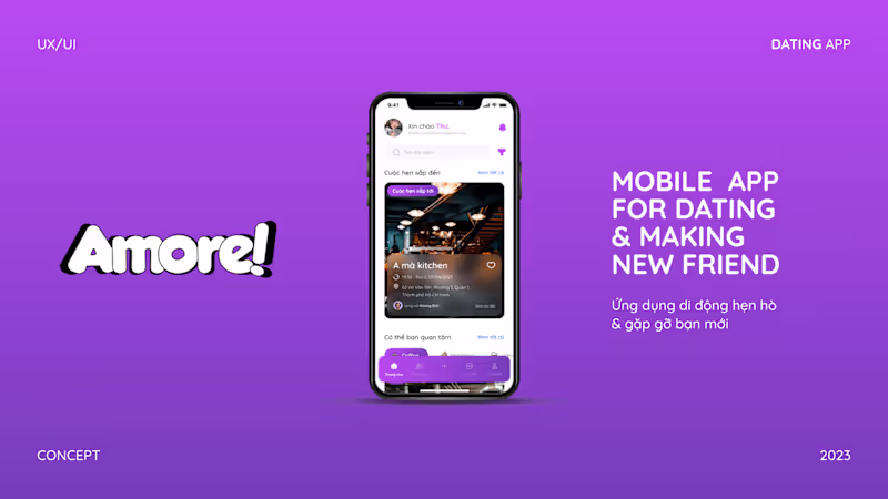 Cover image for UX/UI AMORE DATING APP on Behance