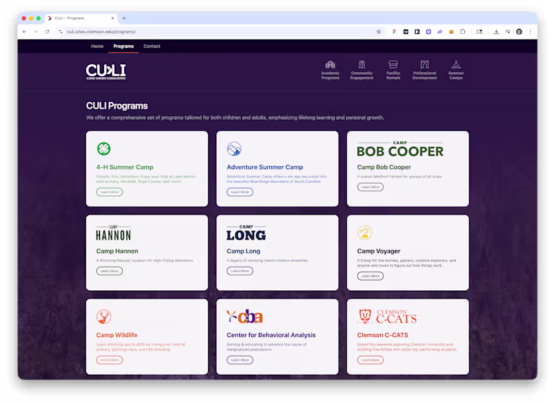 Cover image for Clemson University Learning Institute Website Rebuild
