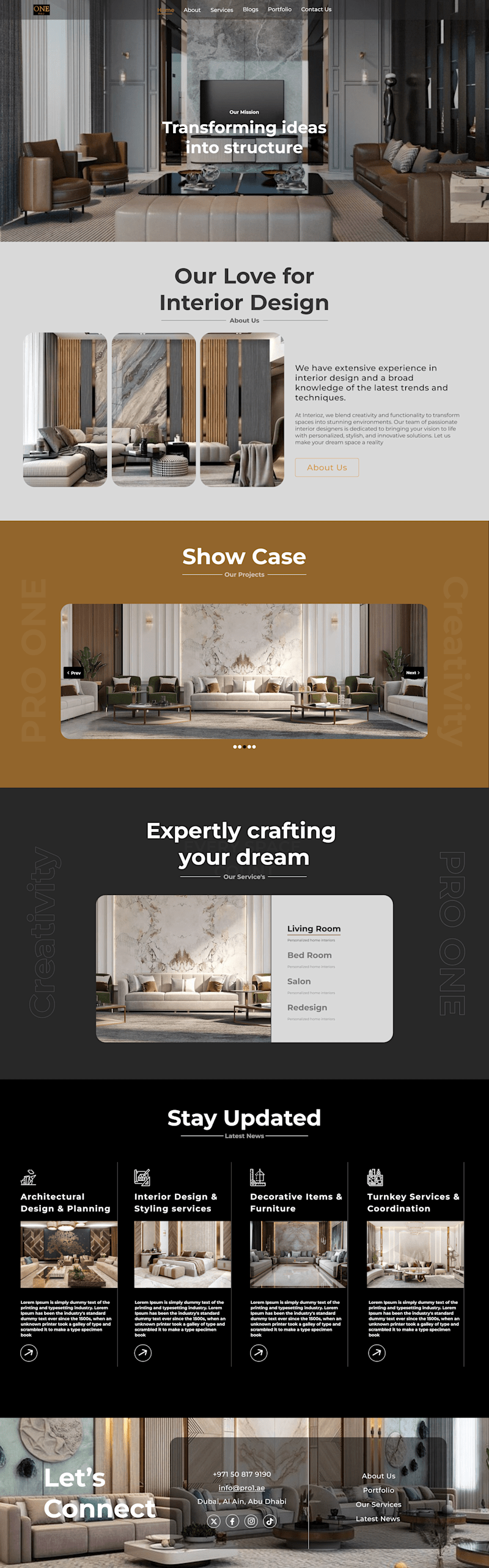 Cover image for PROONE, an interior design homepage