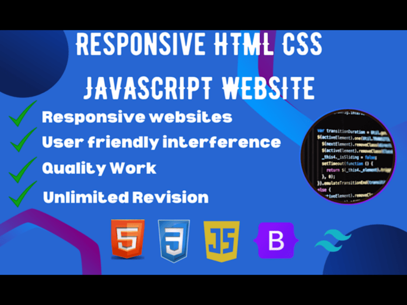 Cover image for I can create responsive website by using html css javascript.