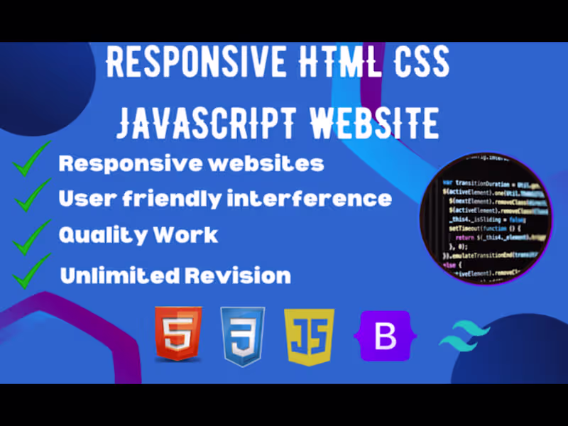 Cover image for I can create responsive website by using html css javascript.