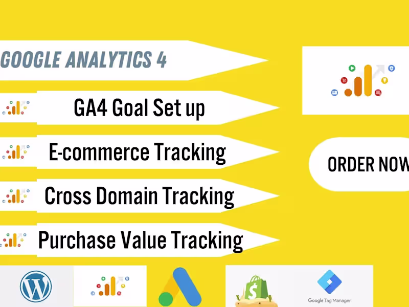 Cover image for I will fix or setup google analytics 4, ga4 e-commerce tracking