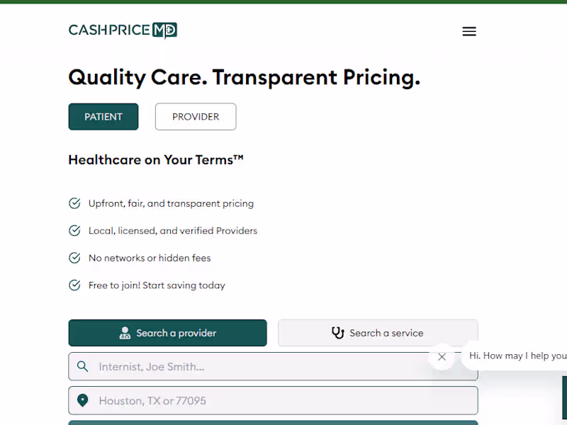 Cover image for CashPriceMD | Healthcare Services on Your Terms™