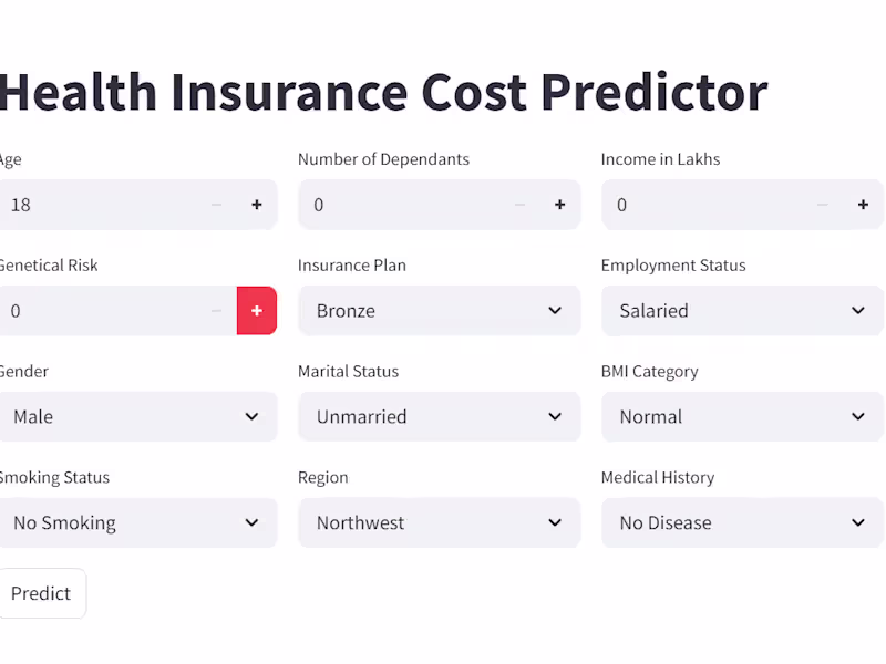 Cover image for Health Insurance Cost Predictor 