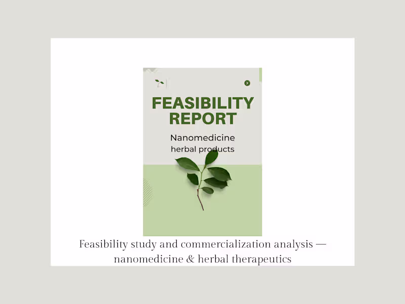 Cover image for Feasibility study and commercialisation analysis of a global...