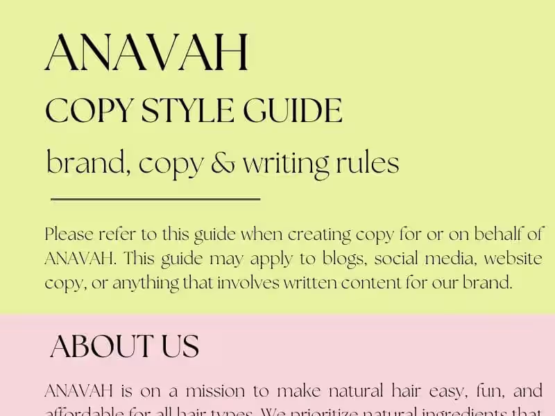 Cover image for Copy Style Guide Overview | Anavah