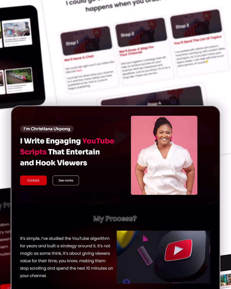 Cover image for Landing Page Design for a Youtube Script writer