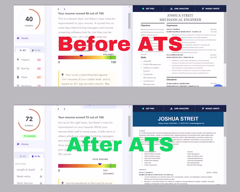 Cover image for ATS RESUME WRITING FROM 40% TO 72% SCORE