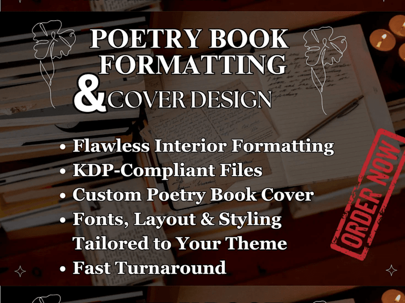 Cover image for poetry book kindle ebook formatting design poem book cover kdp