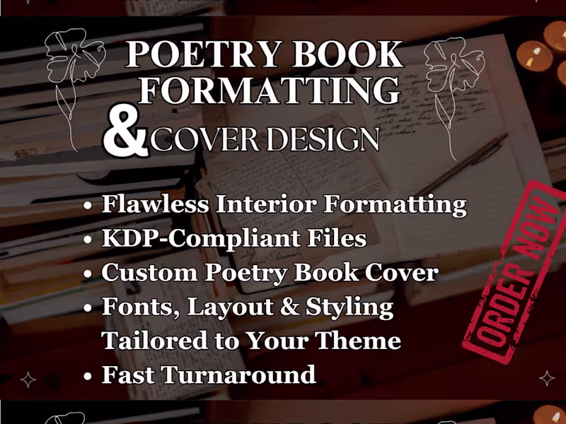 Cover image for poetry book kindle ebook formatting design poem book cover kdp