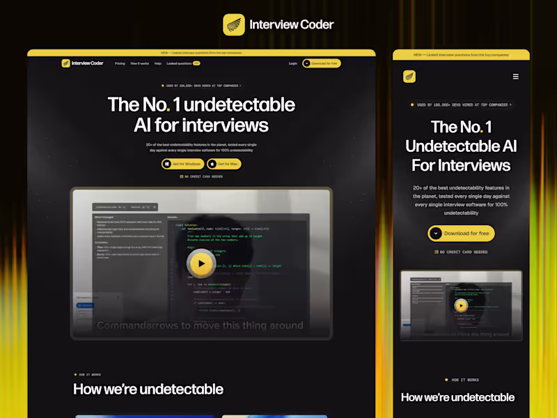 Cover image for Interview Coder Landing Page Redesign