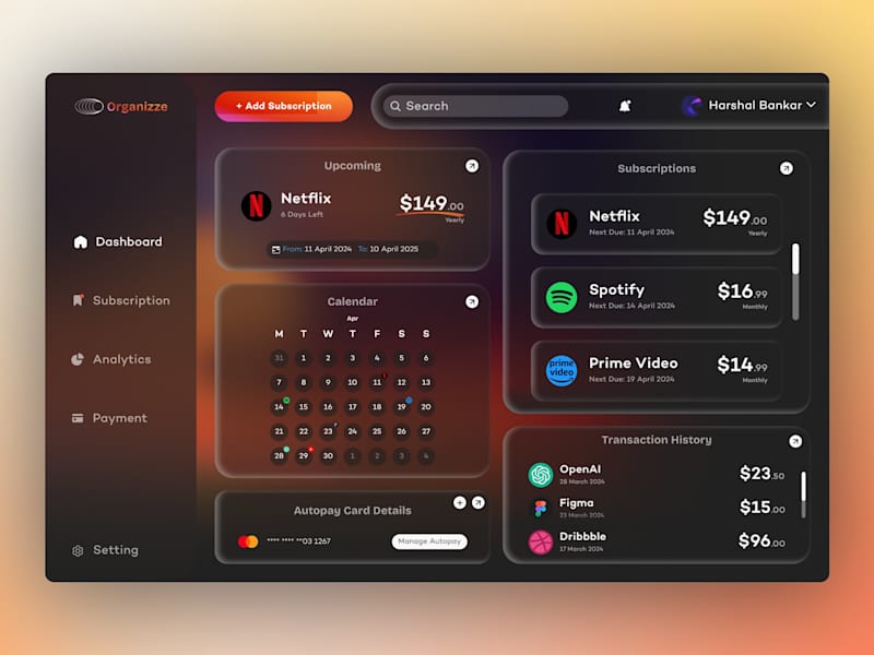 Cover image for Subscription Management SAAS Design