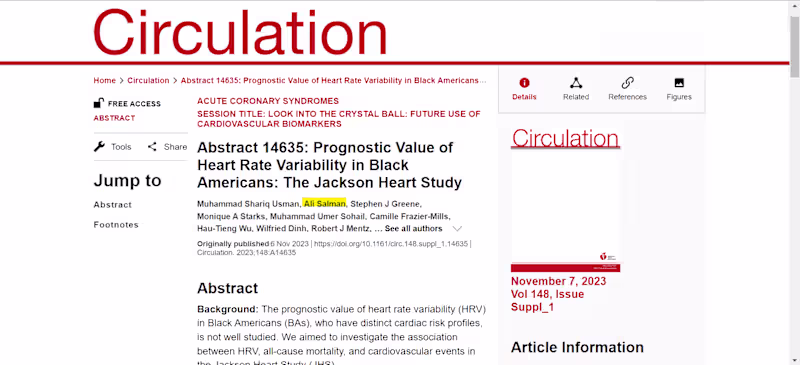 Cover image for Research Paper: Circulation (Survival Analysis)