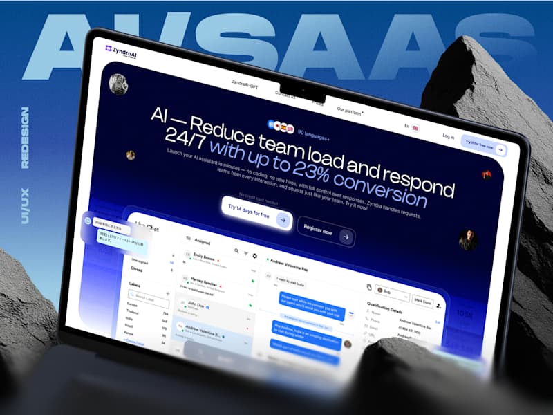 Cover image for ZyndraAI - Ai SaaS platform dashboard UI UX website